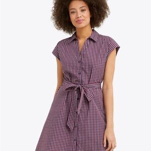 Draper James Red, White and Blue V Neck Buttoned Tie Front Midi Dress​​
